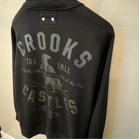 Crooks & Castles Collegiate Varsity Jacket, buttondown, pockets, Black, sz S/P - Picture 5 of 12